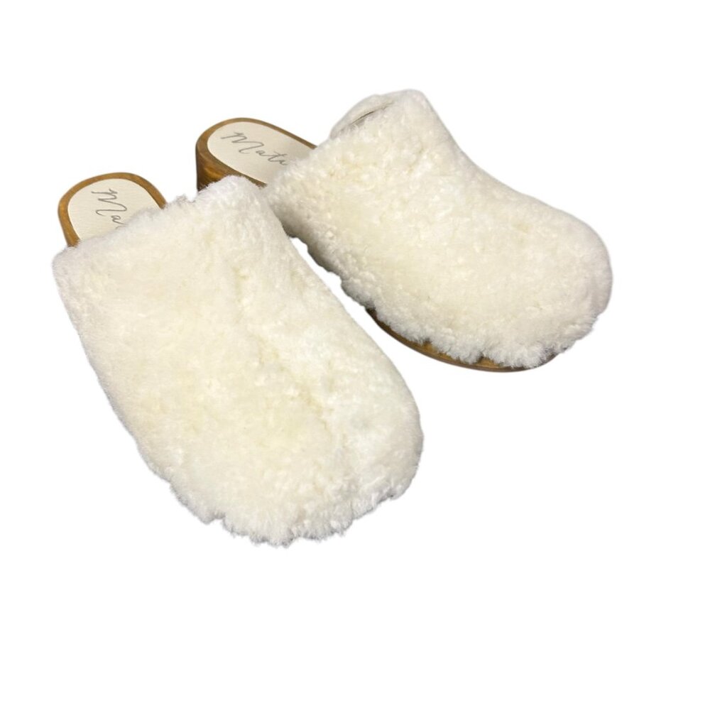Matisse Stockholm Shearling Clogs Womens Size 7M Slip-On Block Heel Shoes Brazil - Picture 15 of 16